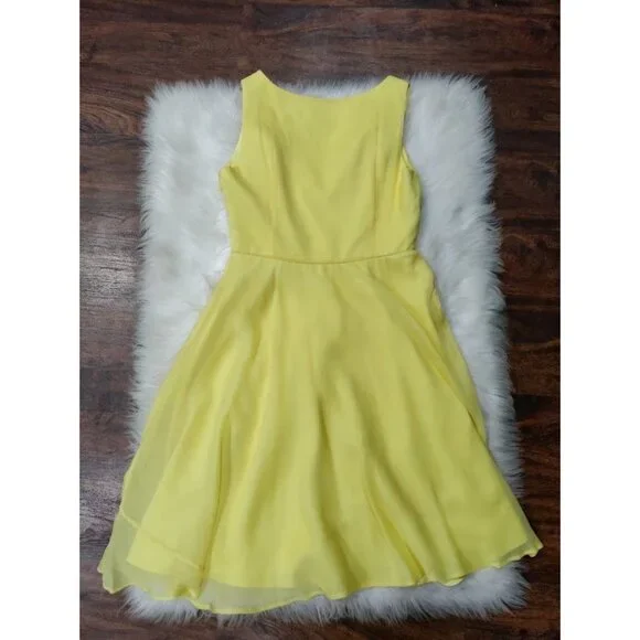 J. Crew Evie Sleeveless Silk Chiffon V-Neck Mini Butter Yellow Whimsy Size 6P - Picture 4 of 9